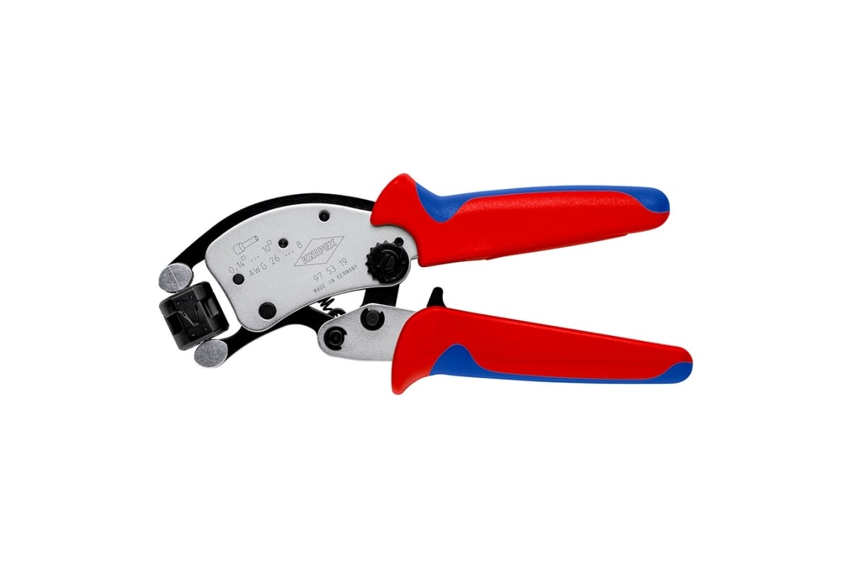 Пресс-клещи для контактных гильз Knipex din 46228 1+4, обжим:трапециевидный, 0.14-10.0 мм2 KN-975319SB