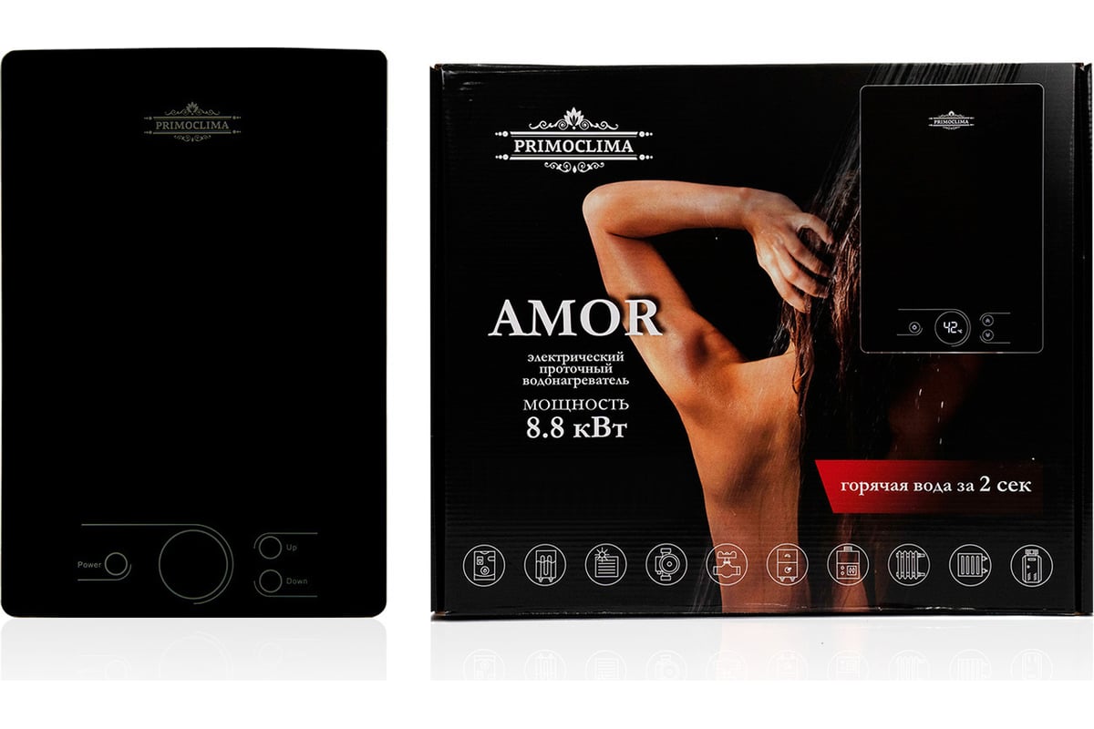 Электрический проточный нагреватель Primoclima amor 8.8 квт, черный PC AMOR 8.8 (B)