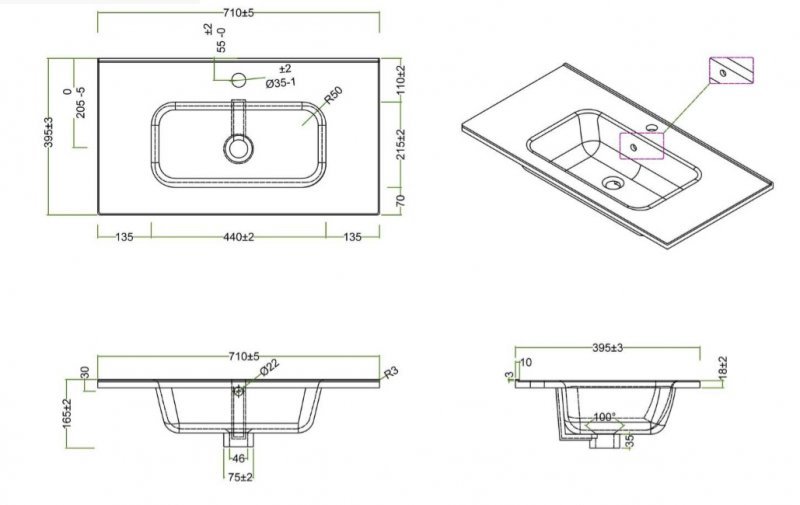 Тумба с раковиной BelBagno Kraft 39-700 70 см