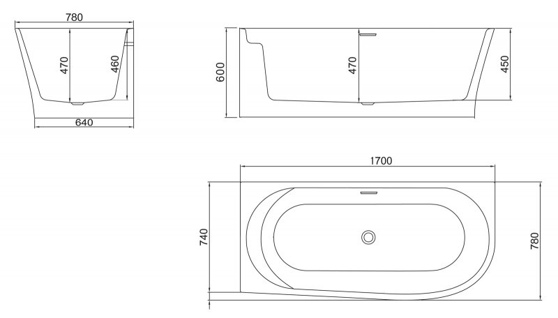 Акриловая ванна BelBagno BB410 L 170x78 белый