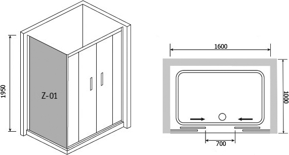 Душевой уголок RGW Passage PA-41 160x100 хром, прозрачное