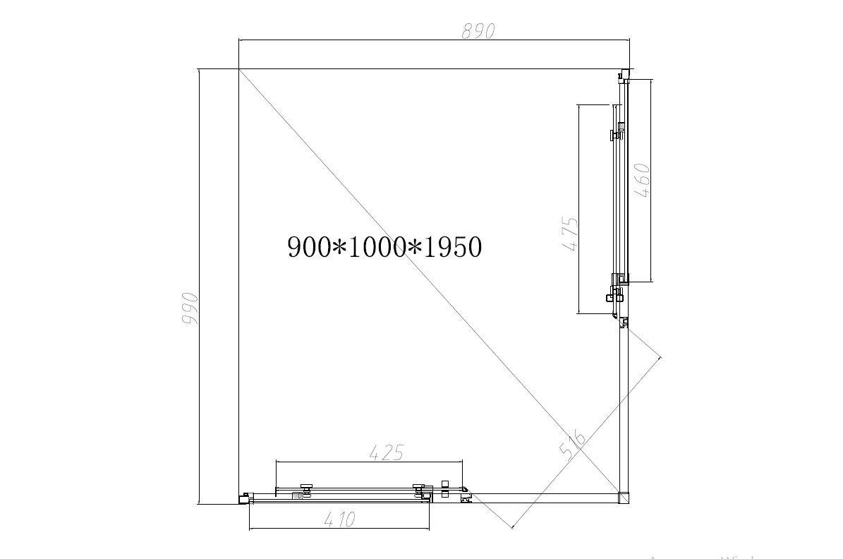 Душевой уголок Vincea Слим-Н (Slim-N) VSS-4SN9010CGGM 100x90 вороненая сталь, тонированный
