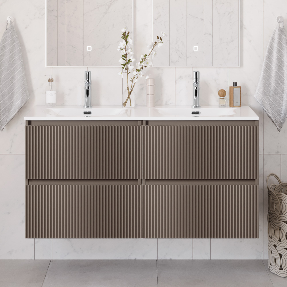 Тумба с раковиной BelBagno Uno 120 см, 4 ящика, Бежевый матовый