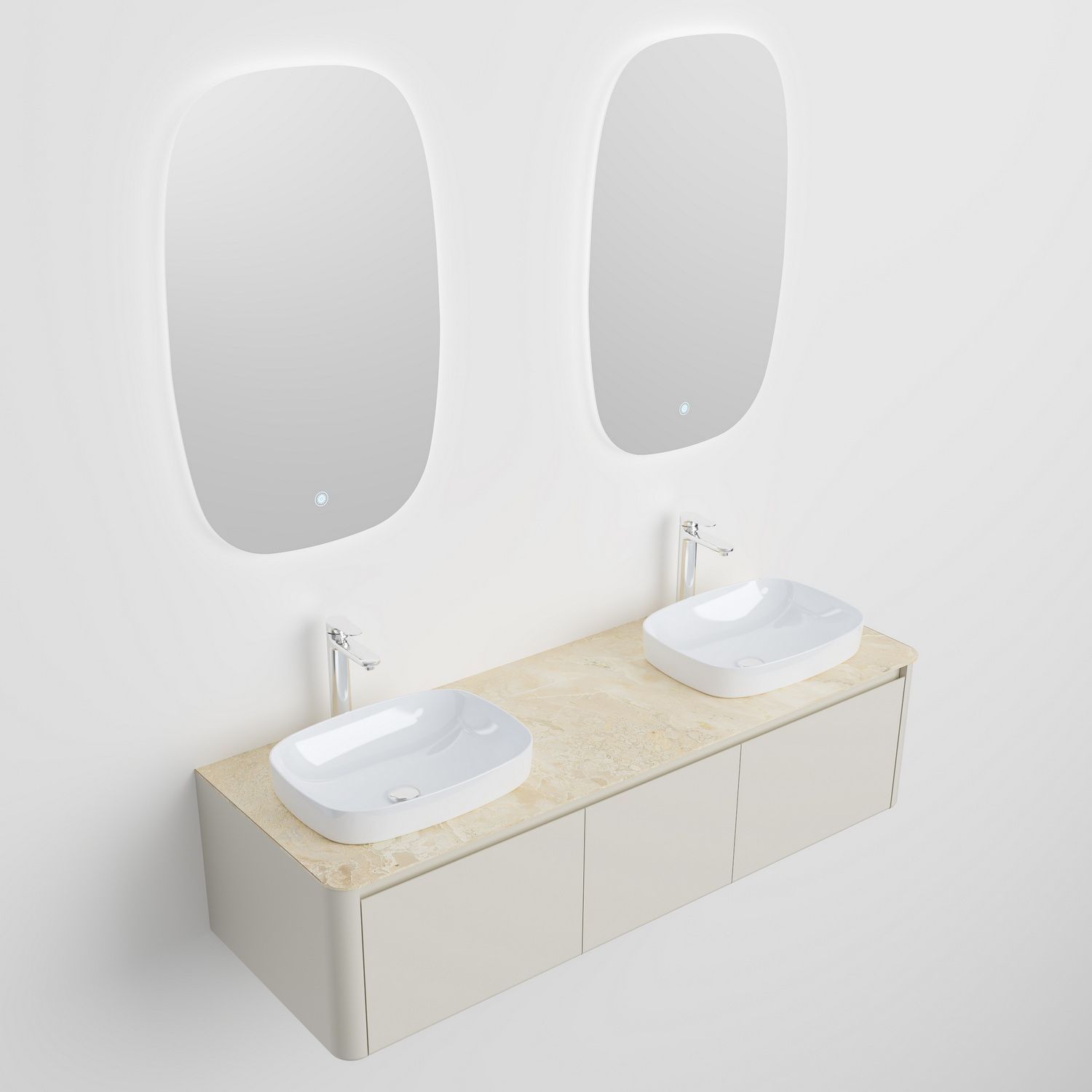 Мебель для ванной Black&White Universe U916.1600-2 Double 160 см, бежевый, две раковины Мебель для ванной Black&White Universe U916.1600-2 Double 160 см, бежевый, две раковины