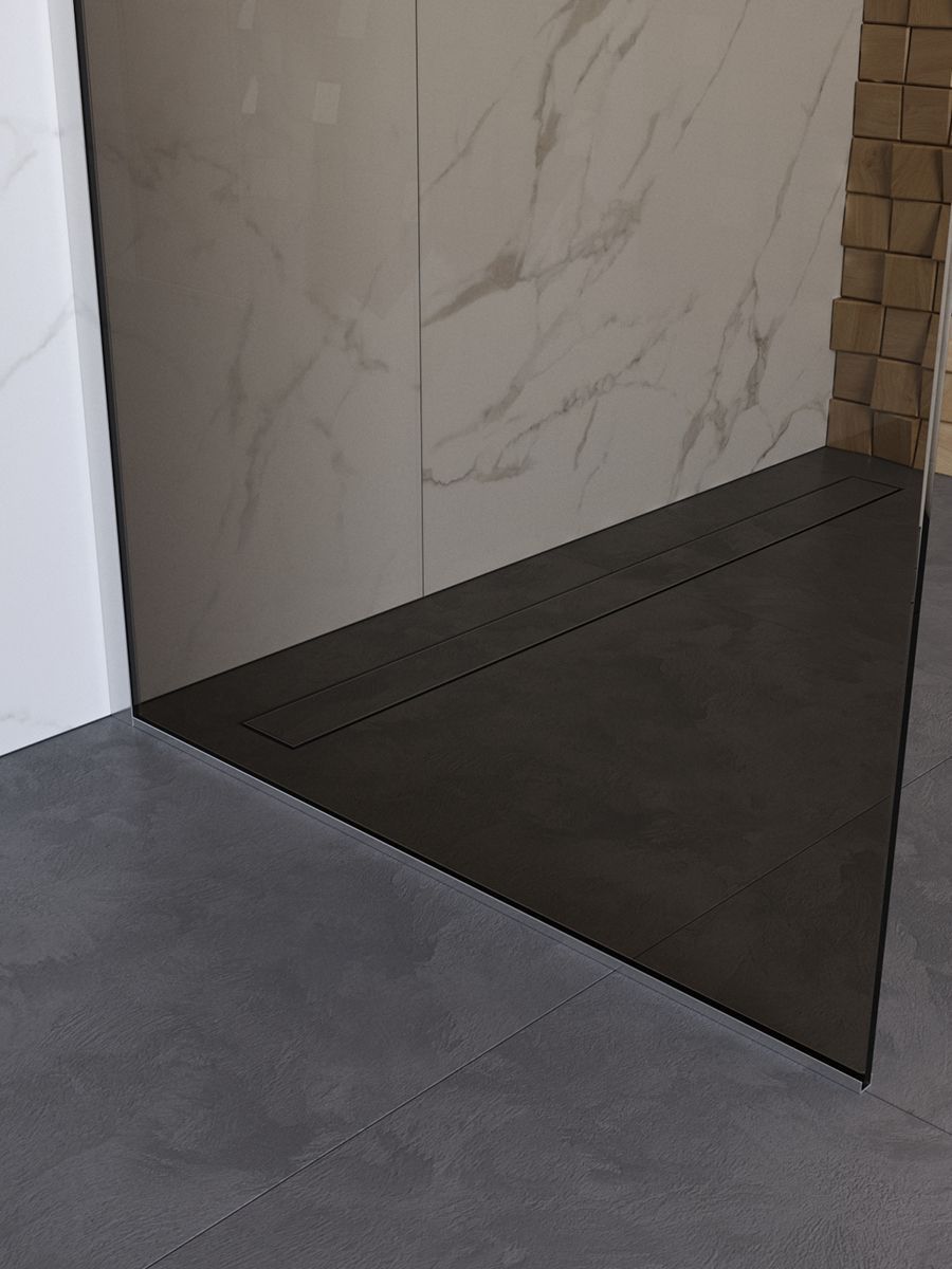 Душевая перегородка Belbagno UNO-L-1-TB-100-BR-Cr 100x200 бронза, хром