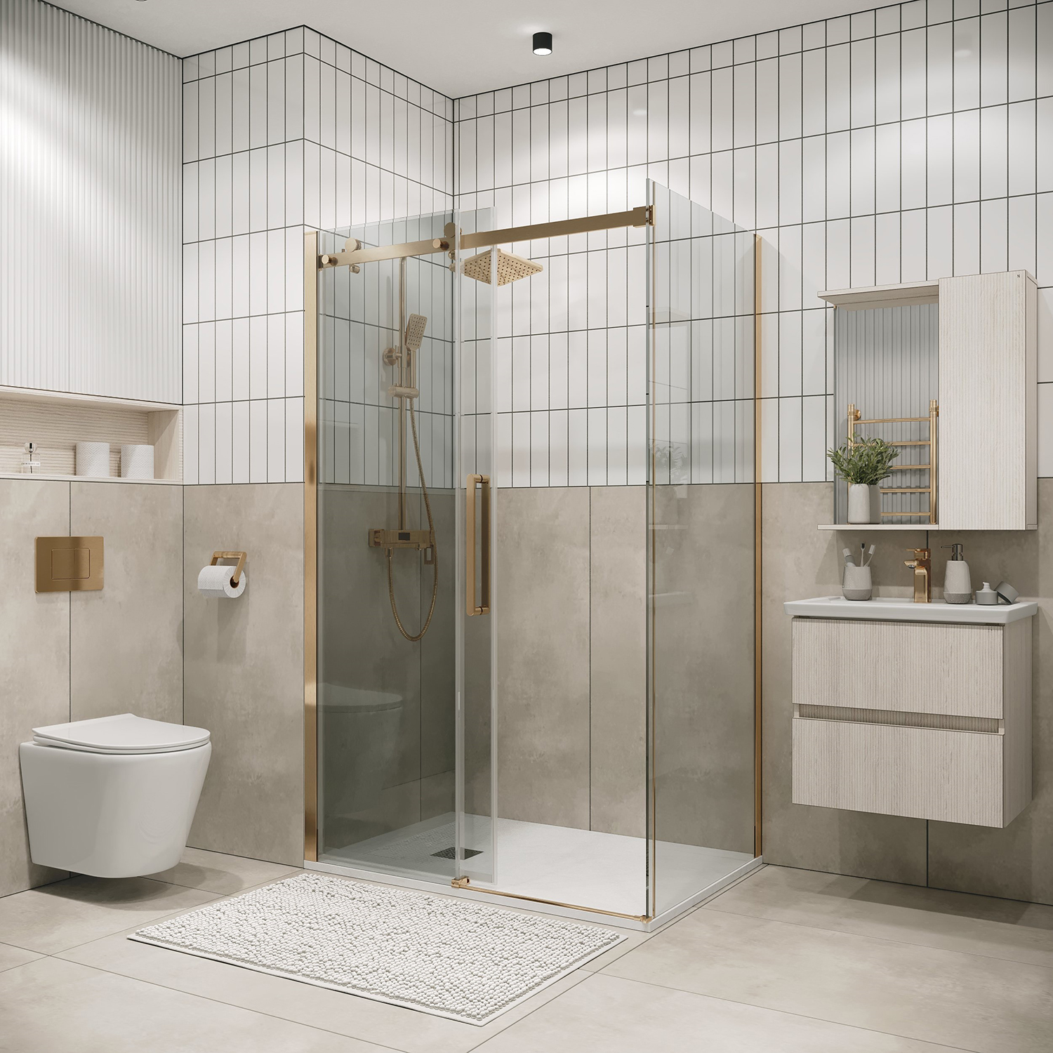 Душевой уголок Grossman Classic 120.K33.04.1010.32.00 100x100 прозрачный, золото сатин