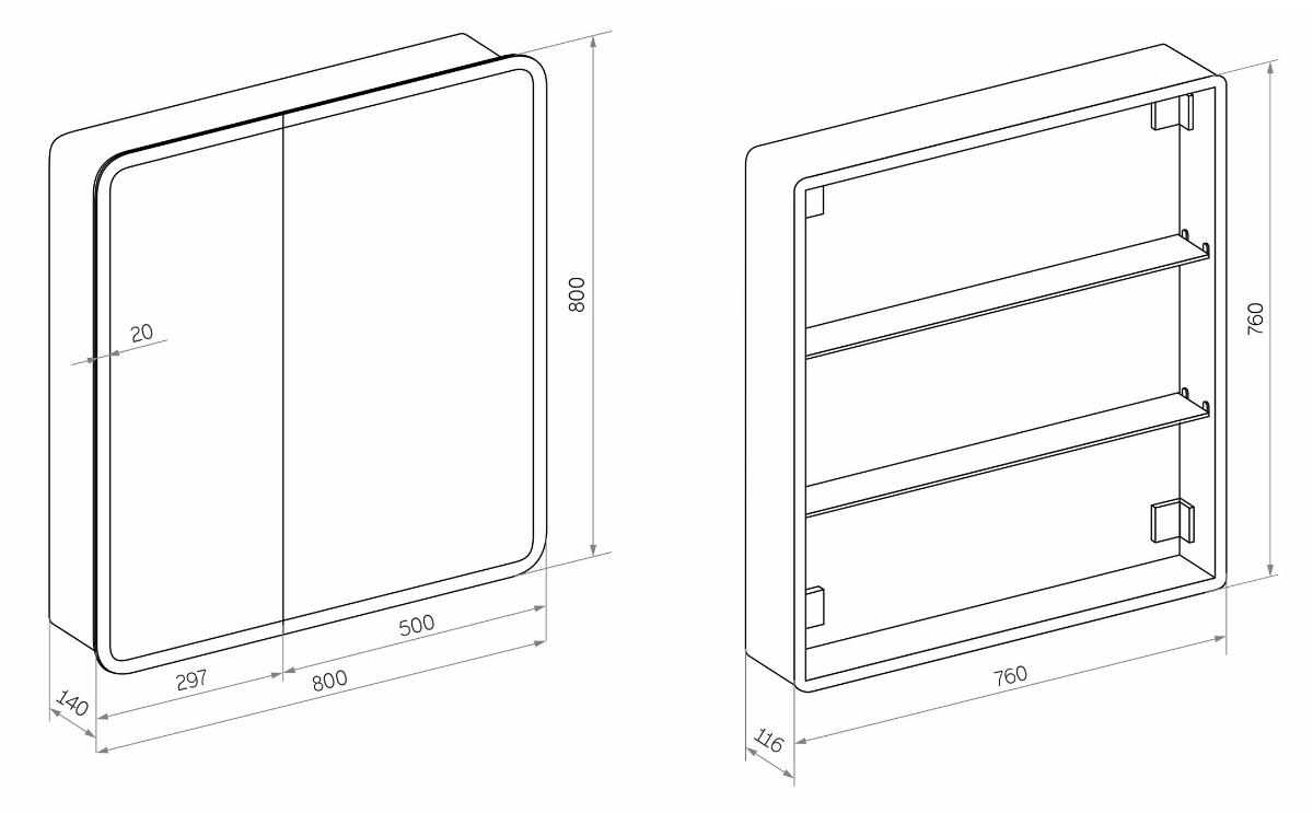 Зеркальный шкаф Континент Emotion LED 80x80 с подсветкой, МВК030