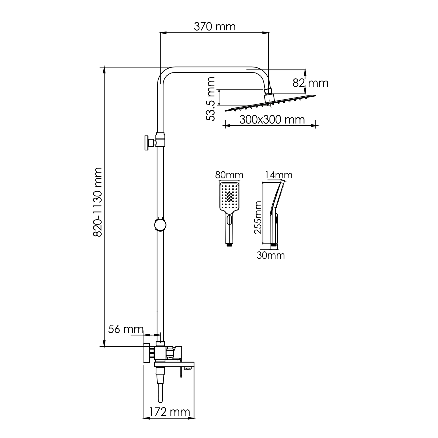 Душевая стойка WasserKRAFT A277.162.130.BM черный