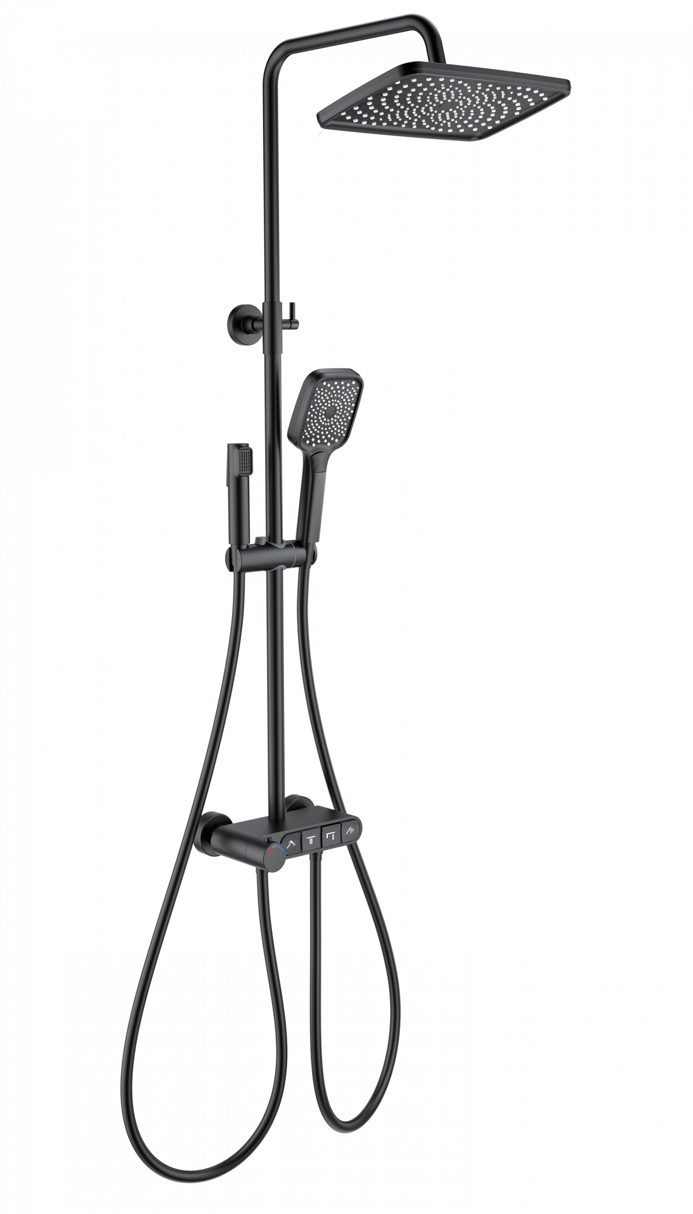 Душевая стойка Wonzon&Woghand Muse Corno WW-B3112-MB термостат, черный матовый