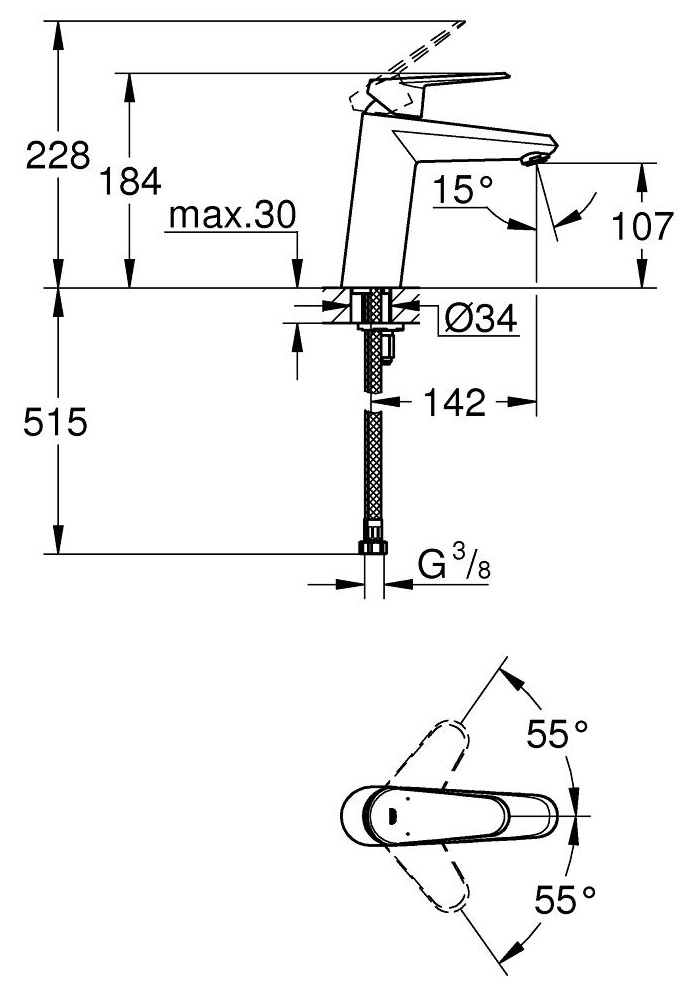 Смеситель для раковины Grohe Eurodisc Cosmopolitan 23449002