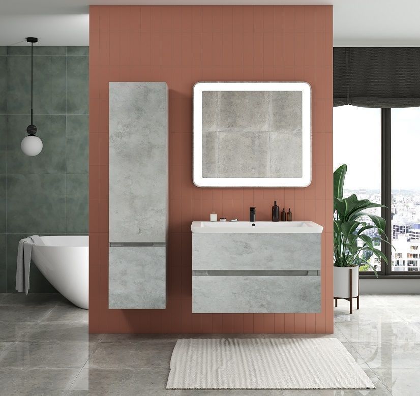 Мебель для ванной Art&Max Techno 90 см бетон лофт натуральный