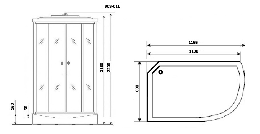 Душевая кабина Niagara NG-903-01L 120x80 стекло тонированное