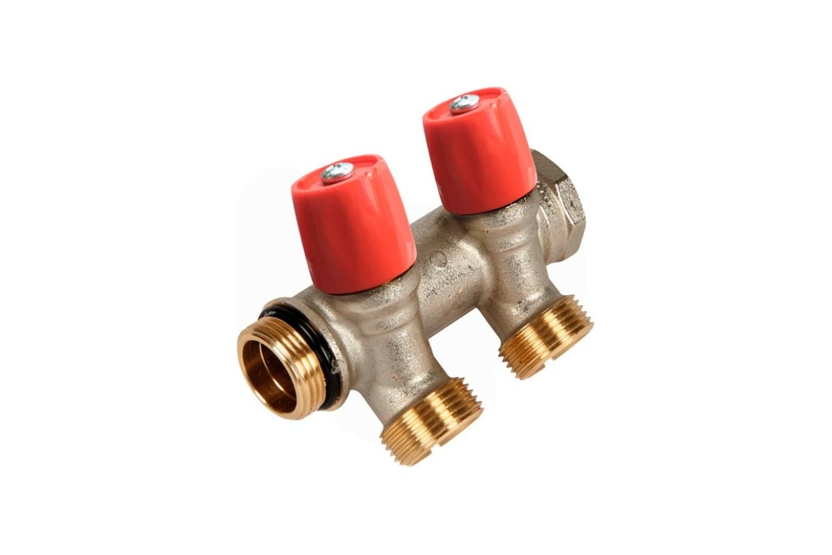 Коллектор Henco VBS с красными вентилями, 3/4"НР под евроконус, 3/4" - 2xEK VBS050502-RO