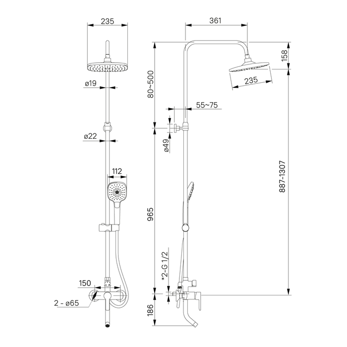 Душевая стойка Iddis Sena SENSB3Fi06 хром