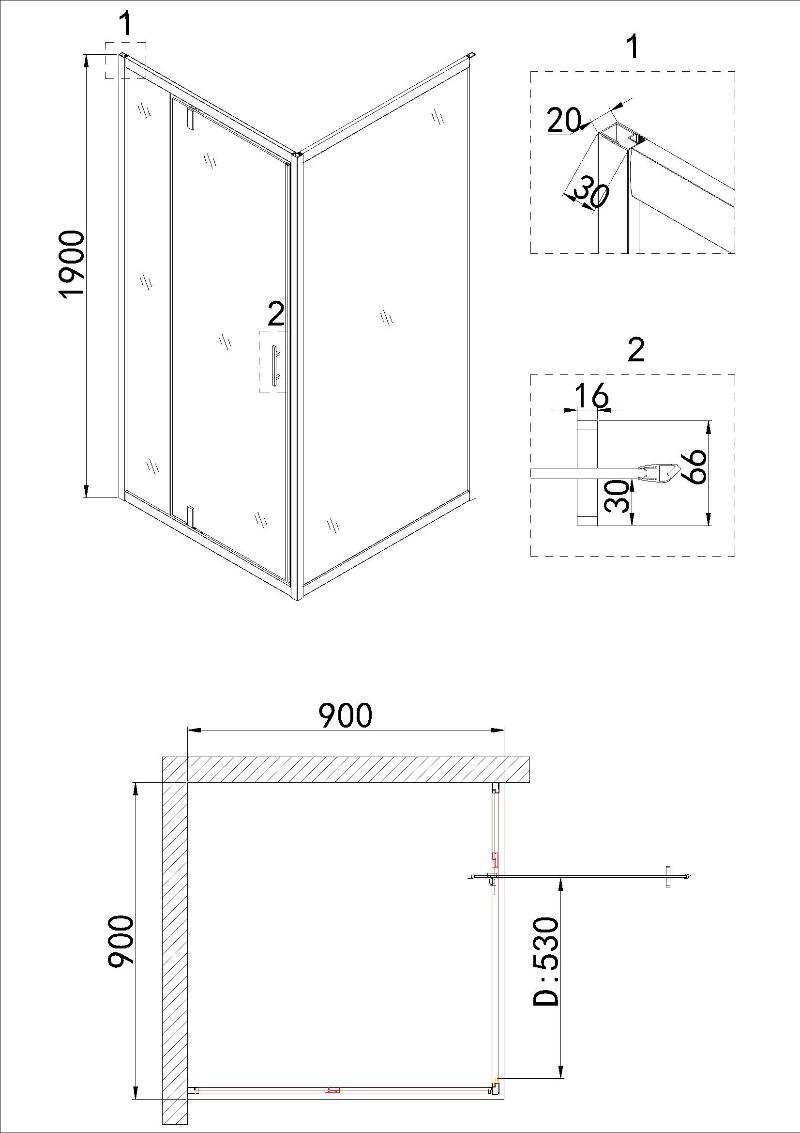 Душевой уголок Niagara Nova NG-43-9AG-A90G 90x90 прозрачный, золото