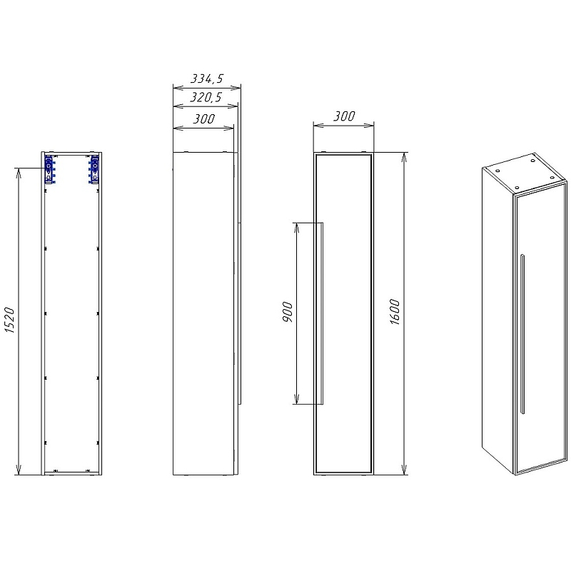 Шкаф пенал La Fenice Terra 30 см серо-зеленый матовый FNC-05-TER-G-30