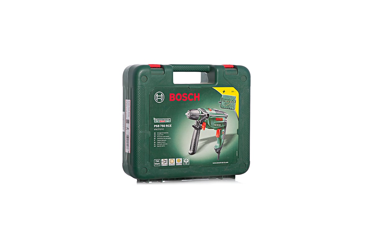 Ударная дрель Bosch PSB 750 RCE + 19 шт. TiN Wrap 0.603.128.504