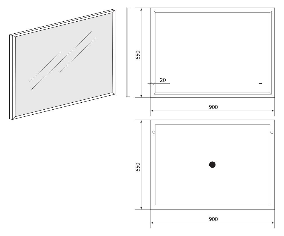 Зеркало Art&Max Aversa 90x65 с подсветкой, AM-Ave-900-650-DS-F