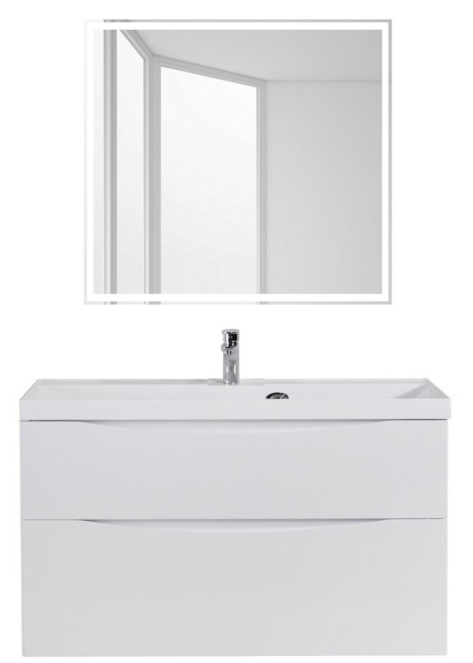 Тумба с раковиной BelBagno Marino 100 см, высота 60 см Bianco Lucido