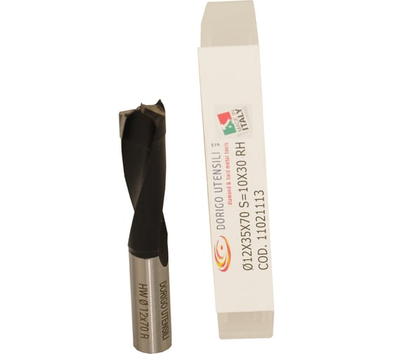 Сверло для глухих отверстий DORIGO HW Ø12x35x70 S=Ø10x30 Z=2 RH 11021113