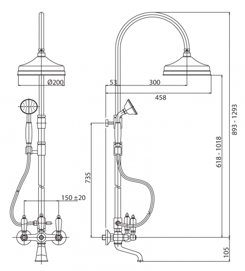 Душевая стойка Cezares First FIRST-CVD-02-Bi бронза, белый