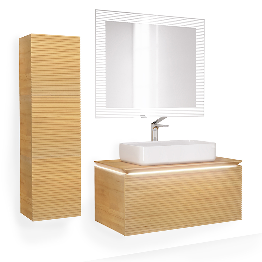 Мебель для ванной Jorno Karat 100 см с подсветкой, бук