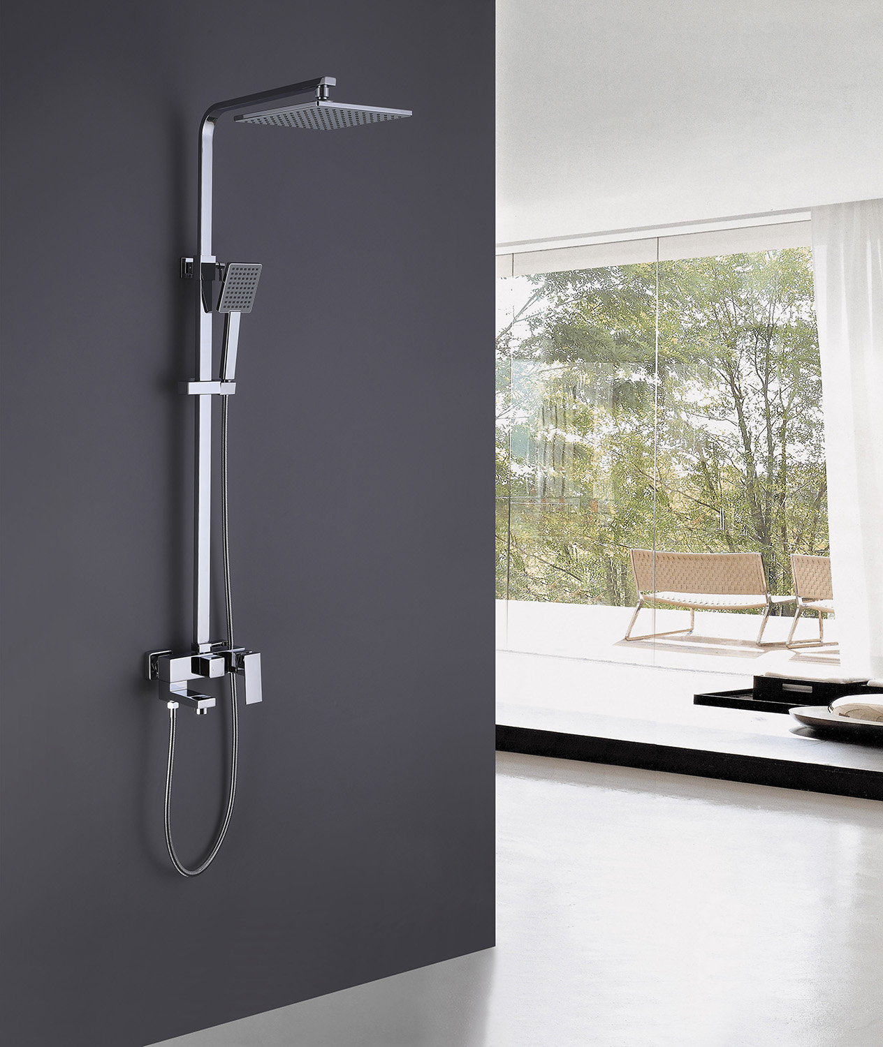 Душевая стойка Abber Daheim AF8216 с изливом, хром