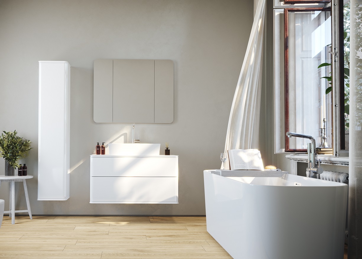 Мебель для ванной Creto Stella 80 см белый глянец