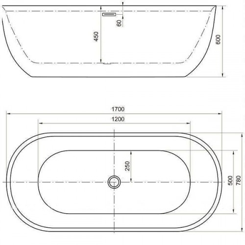 Акриловая ванна Aquanet Delight 170x78 см, 00289723 черный матовый