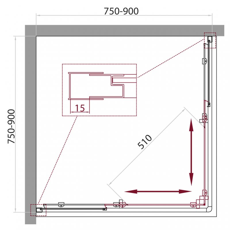 Душевой уголок BelBagno Unique 75/90x75/90 прозрачный