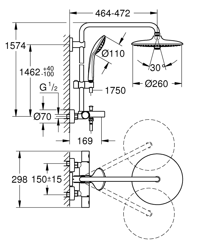 Душевая стойка Grohe Euphoria 260 27475002 термостат