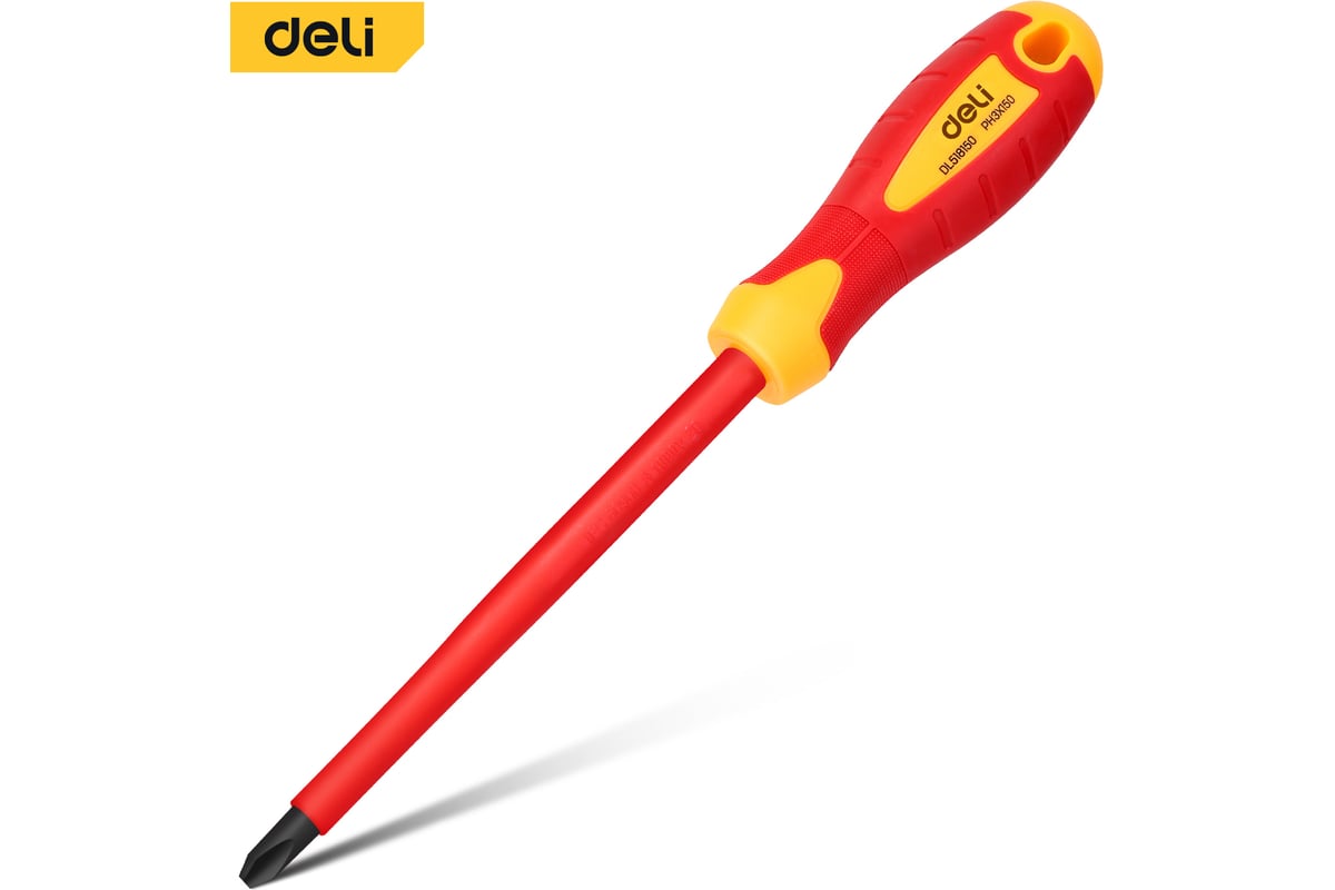 Диэлектрическая крестовая отвертка Deli DL518150 PH3x150мм 110594