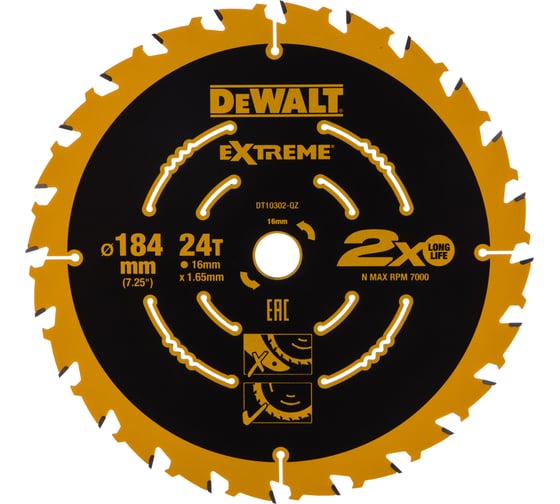 Диск пильный по дереву (184х16 мм) DeWalt DT 10302