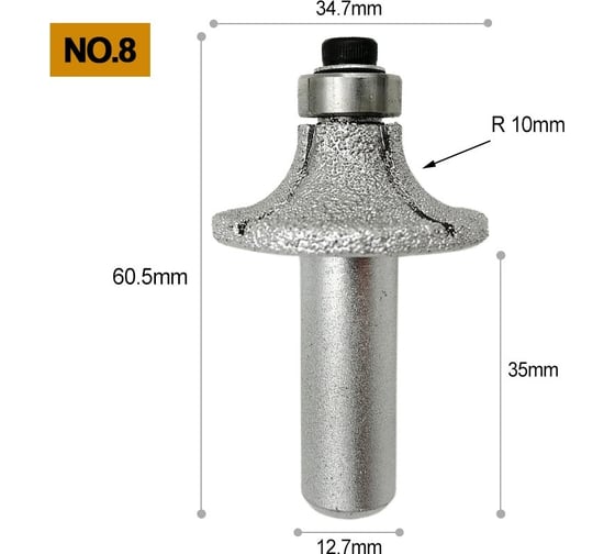 Фреза кромочная R-10 мм, хв-к 12.7 мм, (№8) LEO TECH-NICK 131.000.686