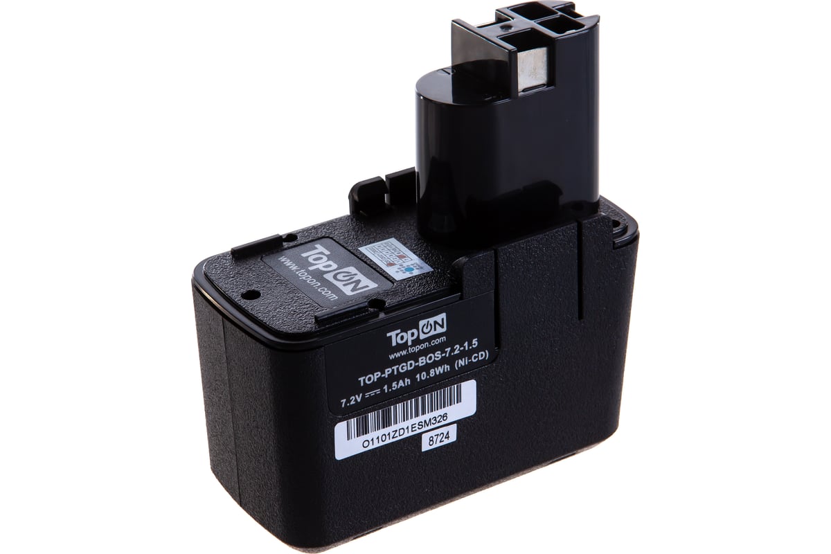 Аккумулятор (7.2V; 1.5Ah; Ni-Cd) для электроинструмента Bosch Topon TOP-PTGD-BOS-7.2-1.5