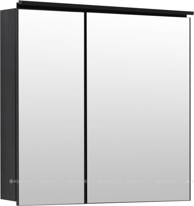 Зеркальный шкаф De Aqua Алюминиум 80 см, с подсветкой, черный