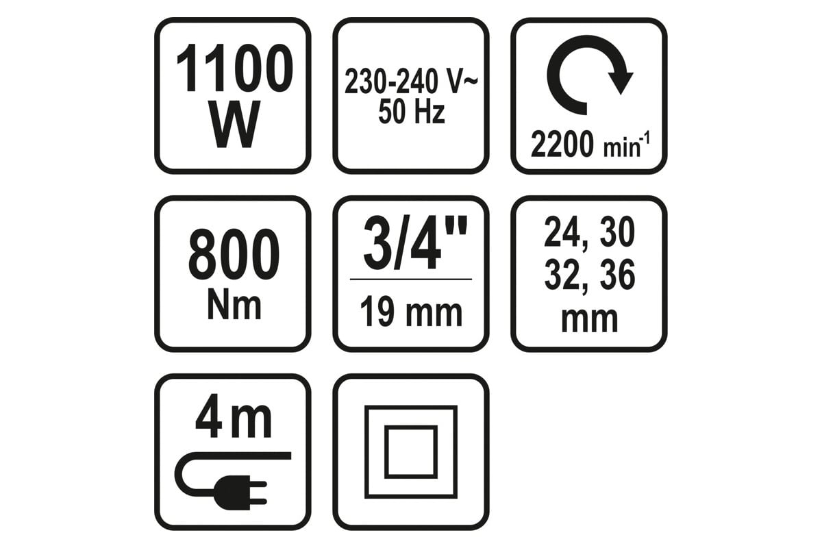 Сетевой ударный гайковерт Sthor 3/4", 800 Нм 57097