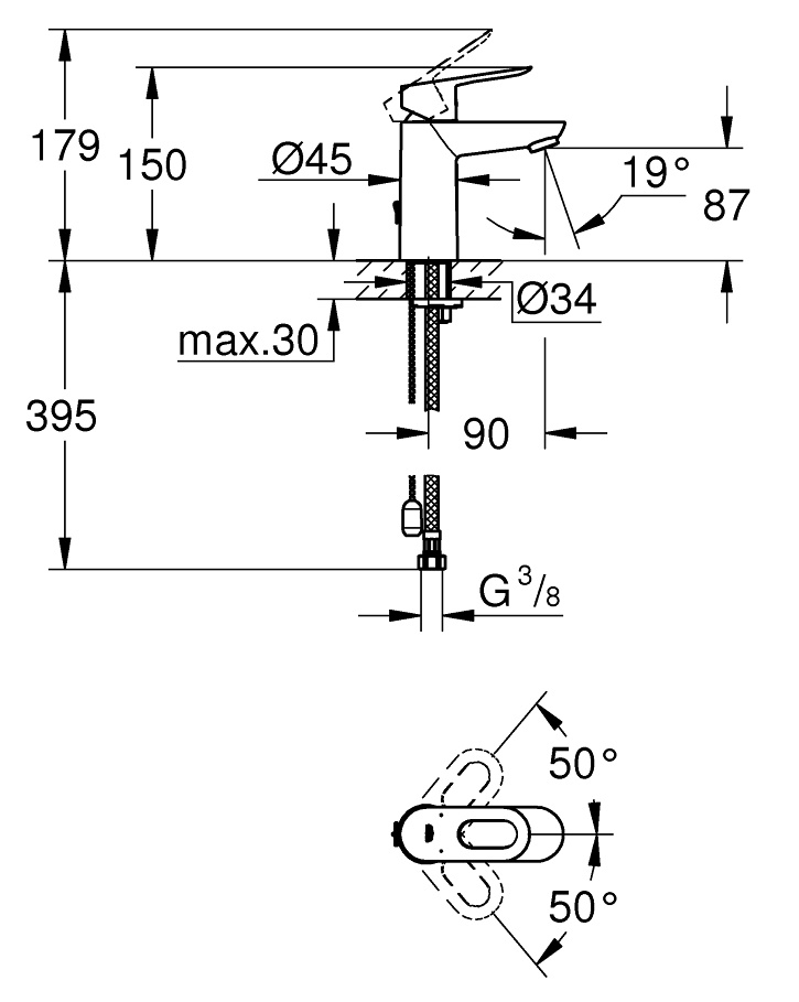 Смеситель для раковины Grohe BauLoop 23336000