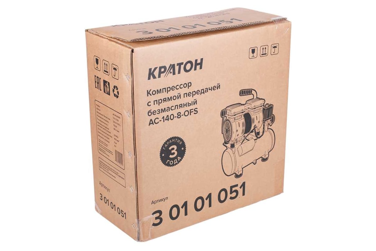Безмасляный компрессор с прямой передачей Кратон AC-140-8-OFS 3 01 01 051