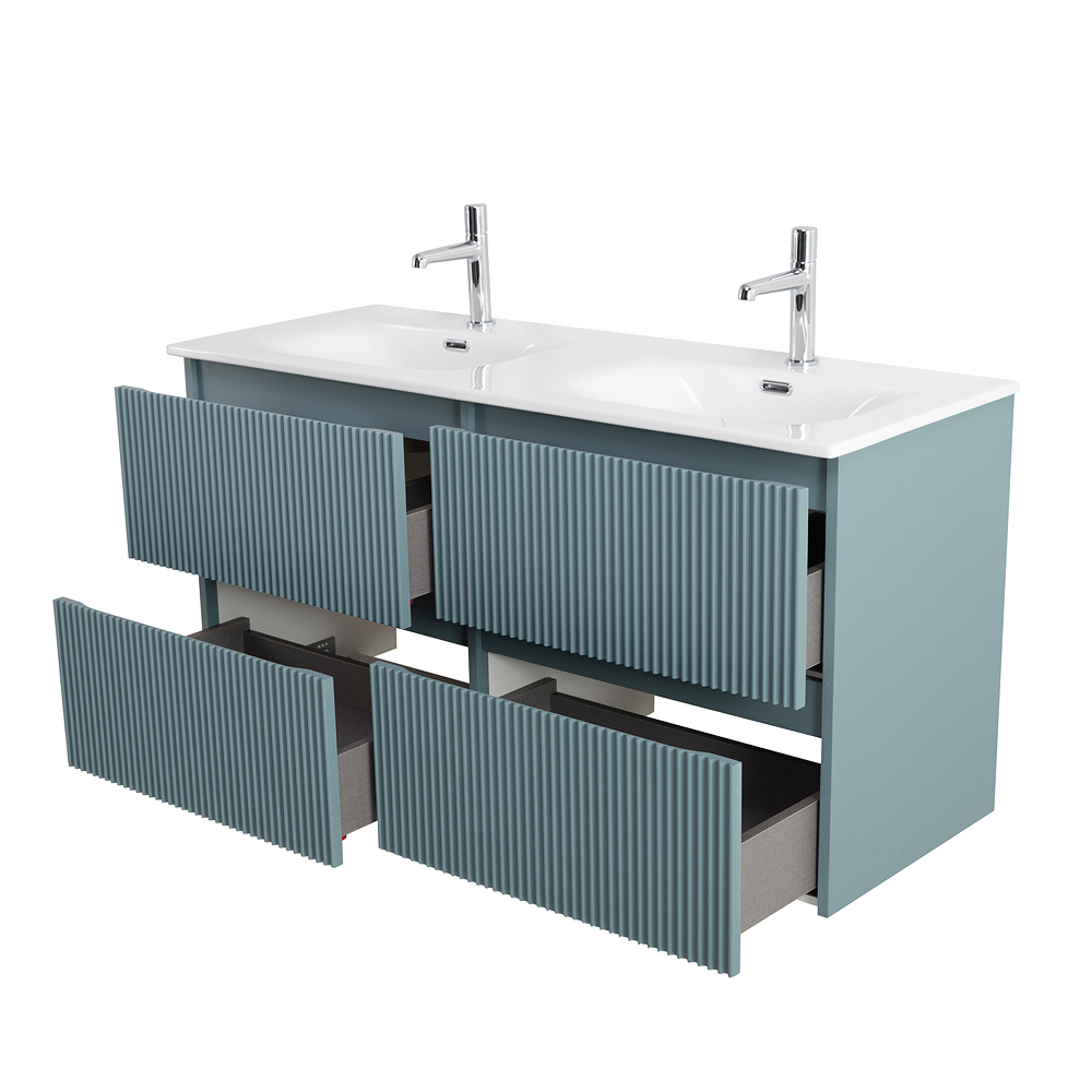 Тумба с раковиной BelBagno Uno 120 см, 4 ящика, Голубой матовый