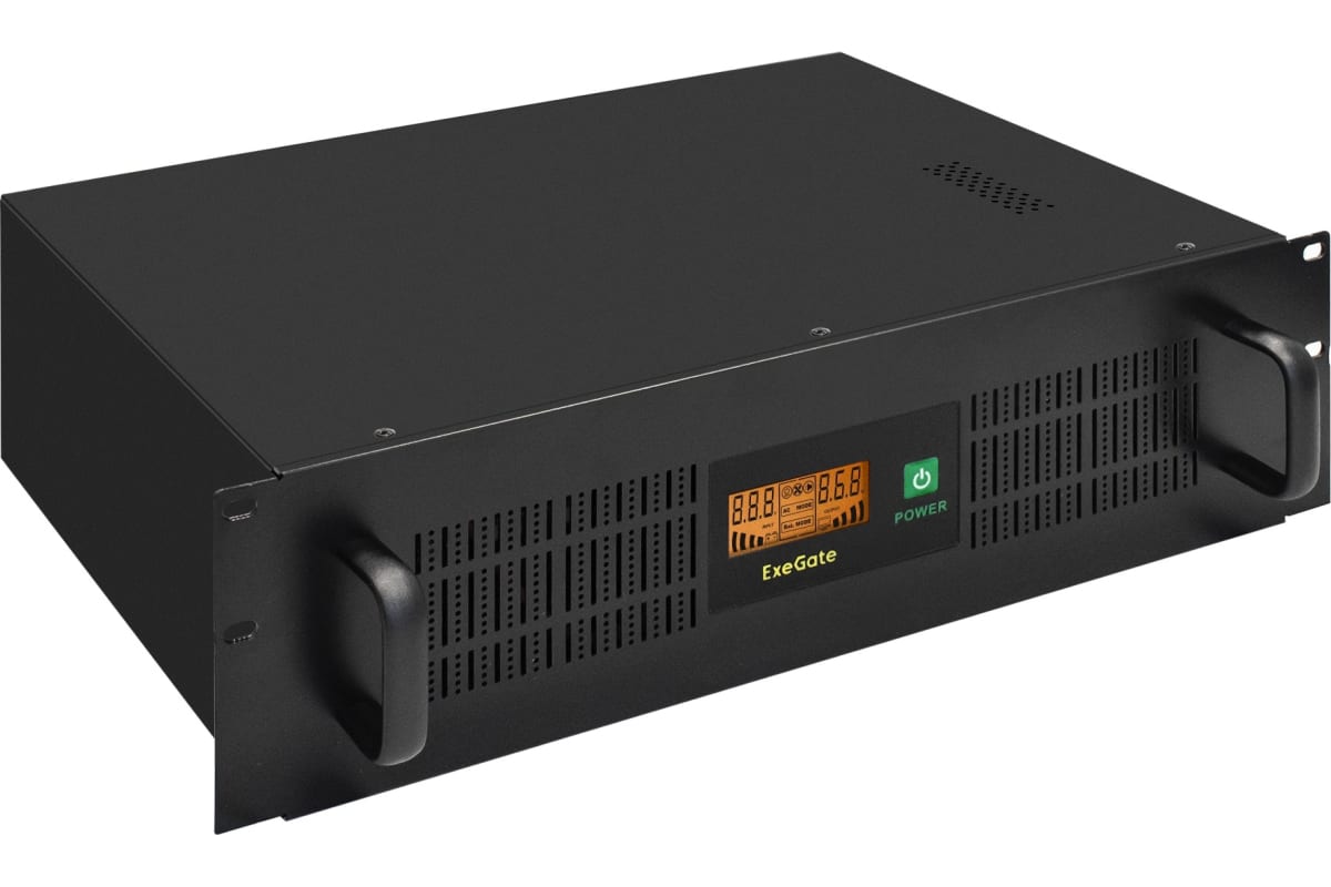 Источник бесперебойного питания Exegate ServerRM UNL-1500.LCD.AVR.2SH.4C13.RJ.USB.3U 1500VA/900W, 2Sch/4C13,RJ45/11,USB,3U, установка в стойку, Black 293056