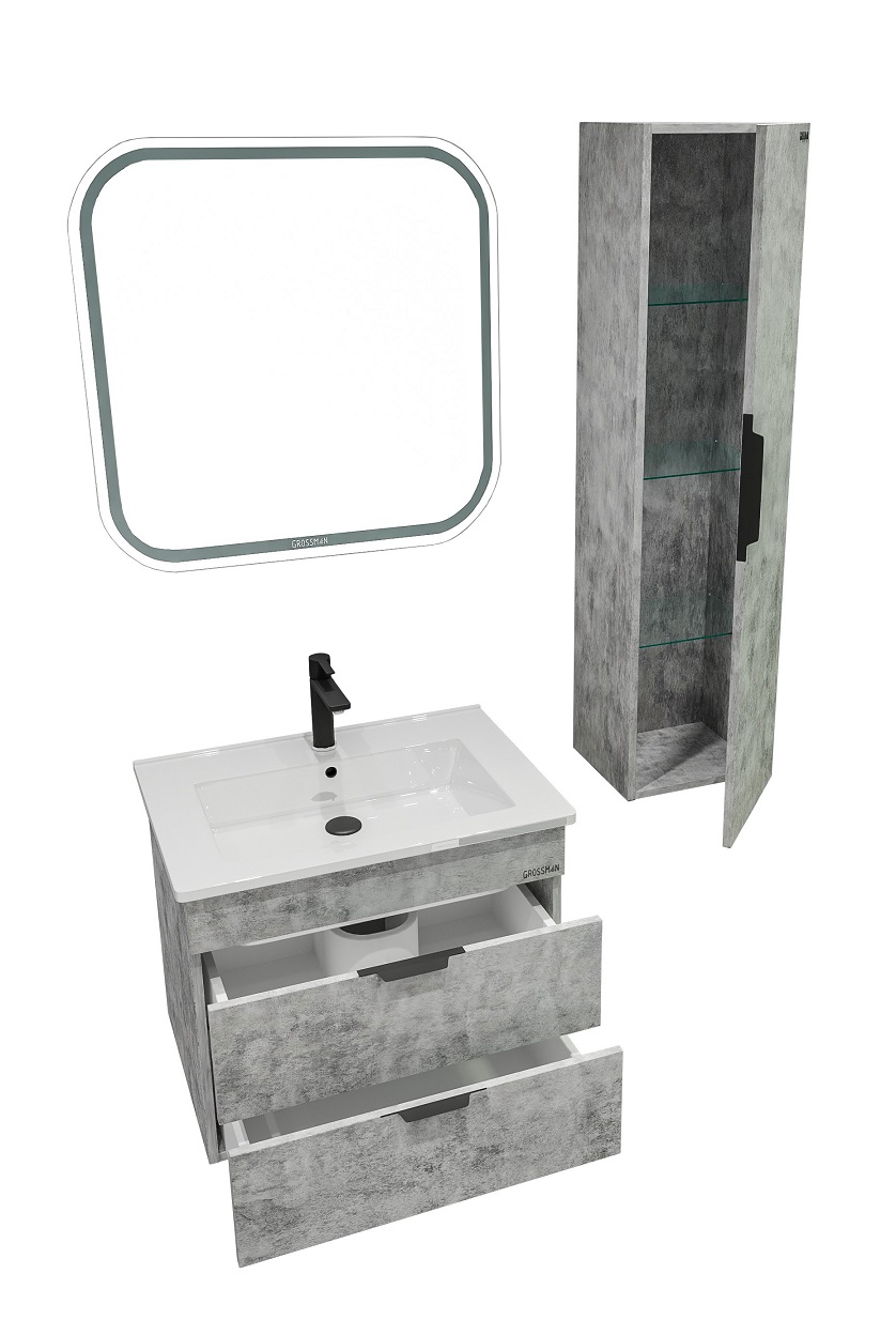 Мебель для ванной Grossman Кросс 65 см бетон