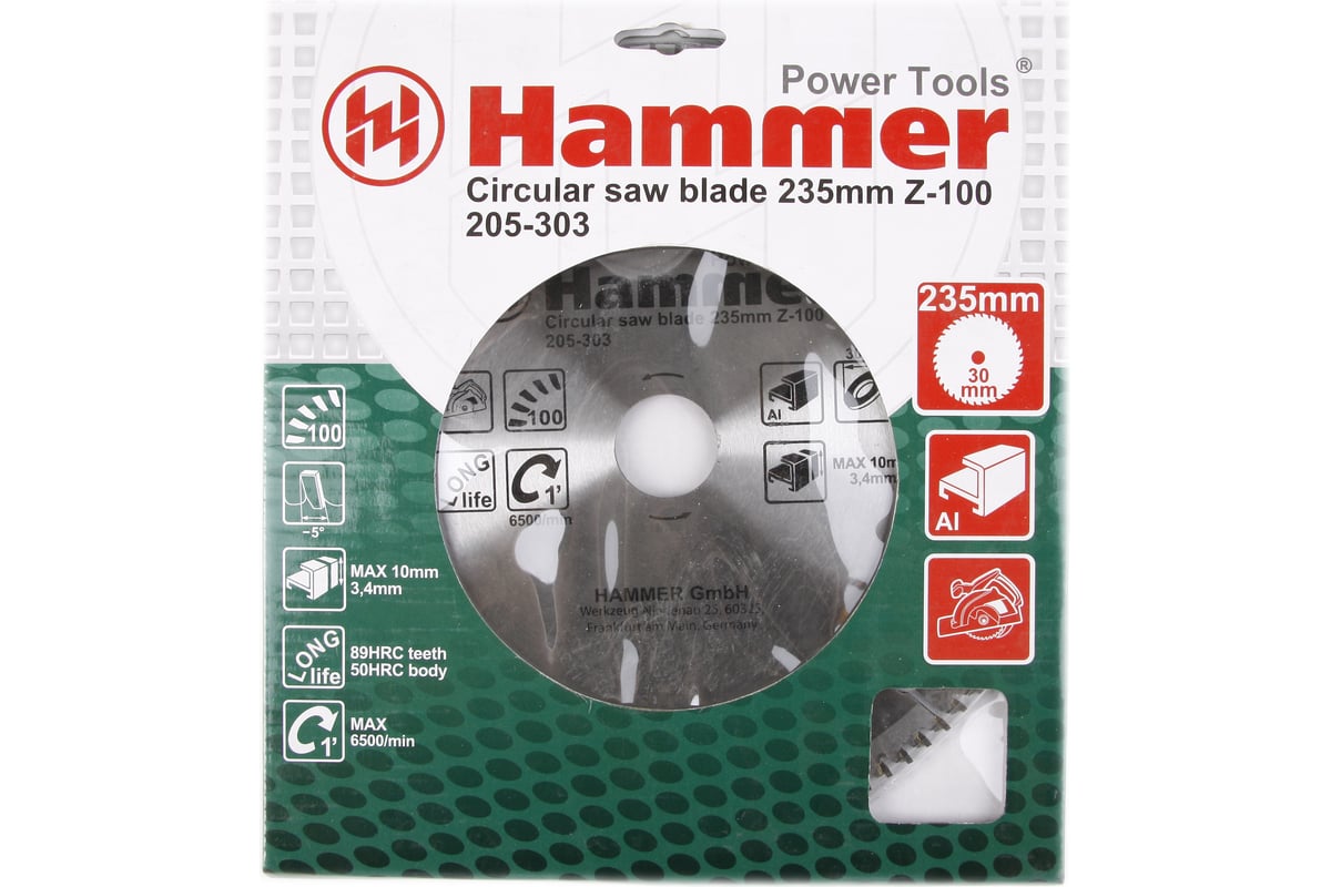 Диск пильный по алюминию Hammer Flex 205-303 CSB AL (235х30 мм; Z-100) 30683