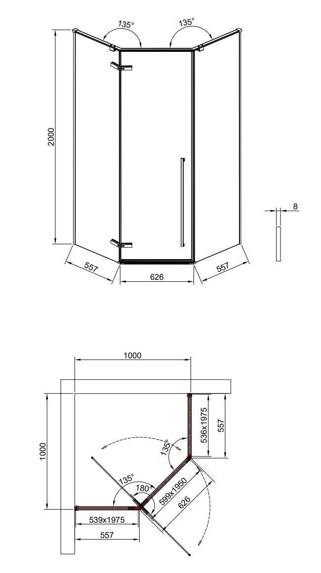 Душевой уголок Timo TTSSP-100/03C-8 100x100 прозрачный, черный T71