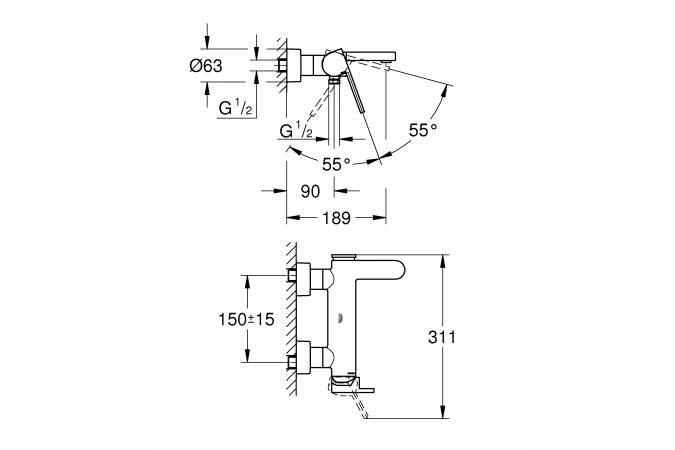 Смеситель для ванны Grohe Plus 33553003