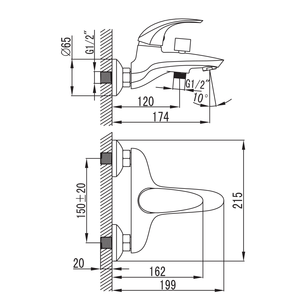 Смеситель для ванны Iddis Leaf LEASB00I02 с душем