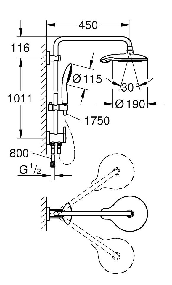 Душевая стойка Grohe Power&Soul 27911000