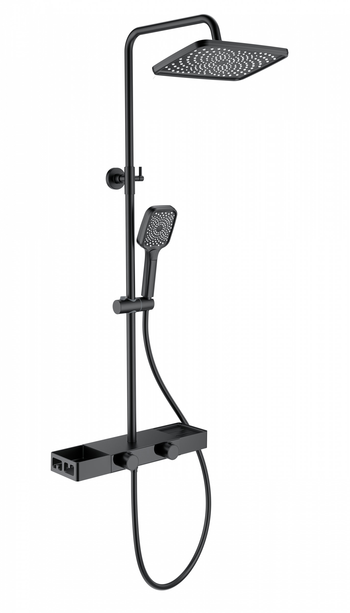Душевая стойка Wonzon&Woghand Shelf WW-B3552-MB термостат, черный матовый