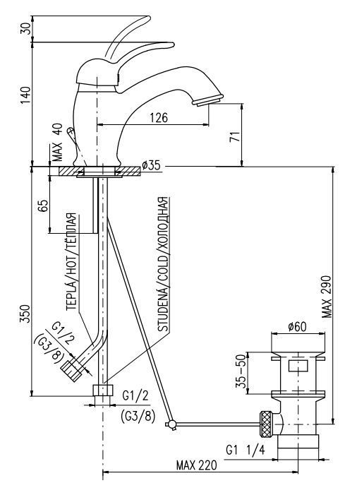 Смеситель для раковины Rav Slezak Labe L527.5KZ