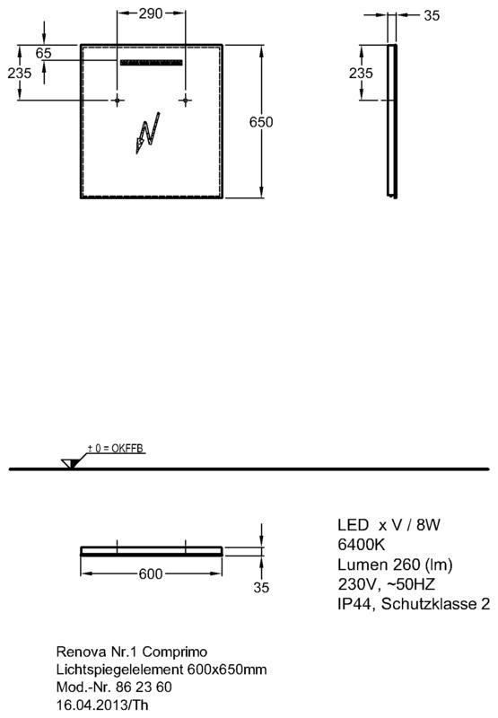 Зеркало Geberit Renova Nr.1 Comprimo 60х65 862360000